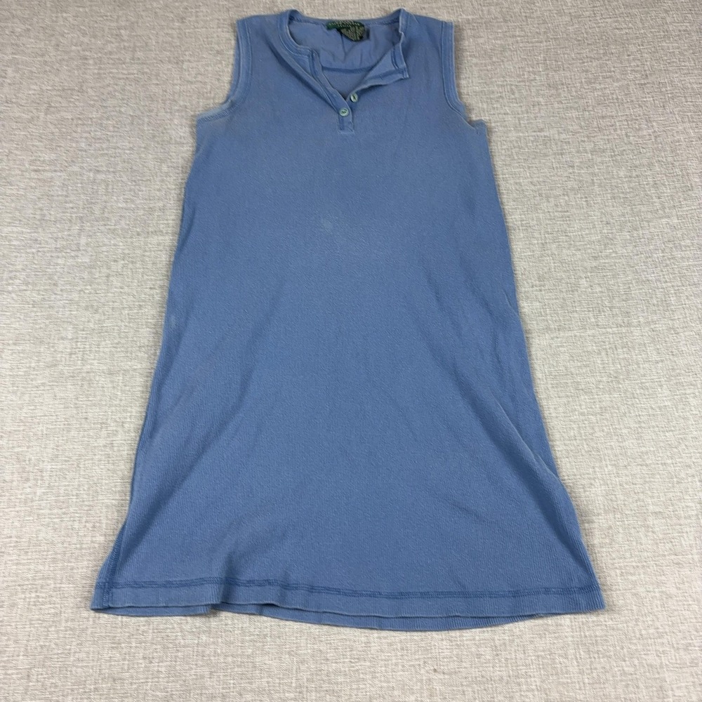 Lauren Ralph Lauren Dress Womens P/M Blue Henley Tank Knit Casual Petite Short